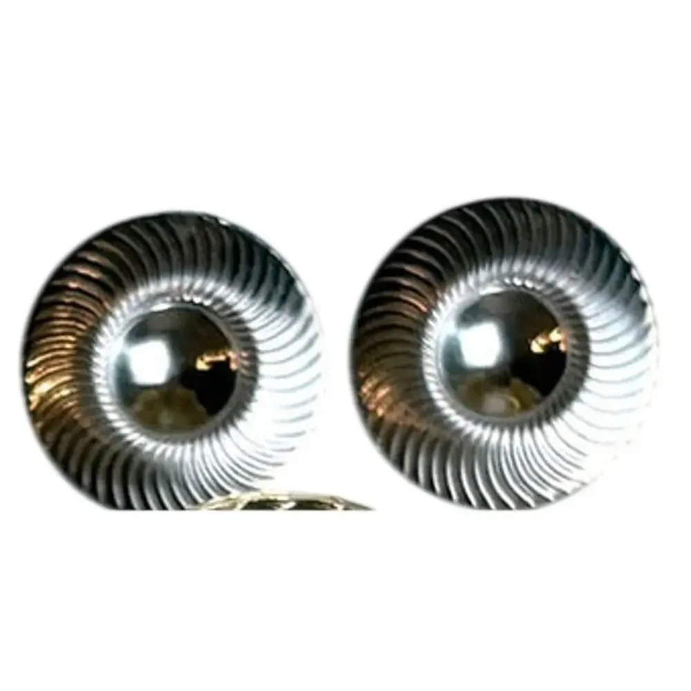 Vintage Silver Toned  Mid Century Modern Cuff Links 1 Inch Round